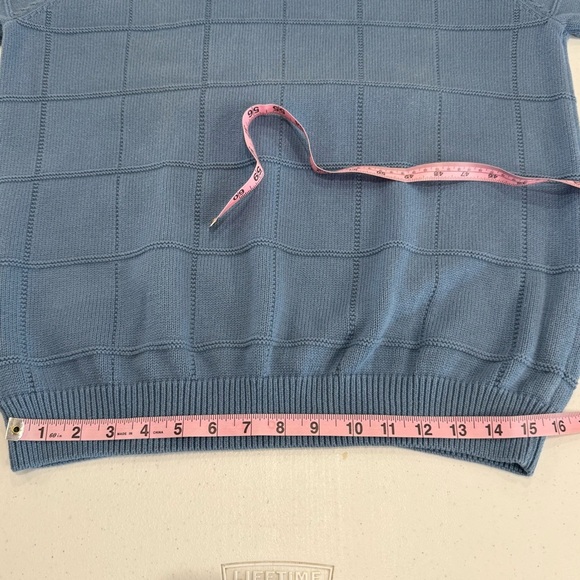 IZOD Cable Knit Sweater Blue Cotton Crew Neck Long Sleeves Men’s Size Large - Picture 5 of 12